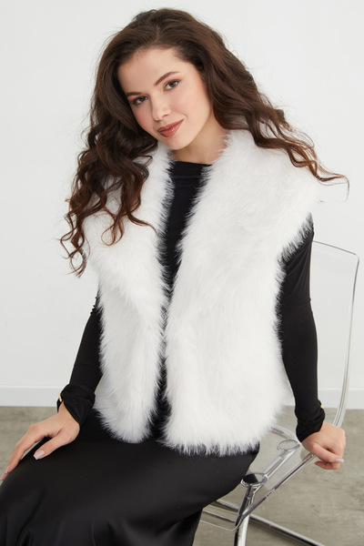 Fulla Moda Lined Shawl Collar Faux Fur Vest
