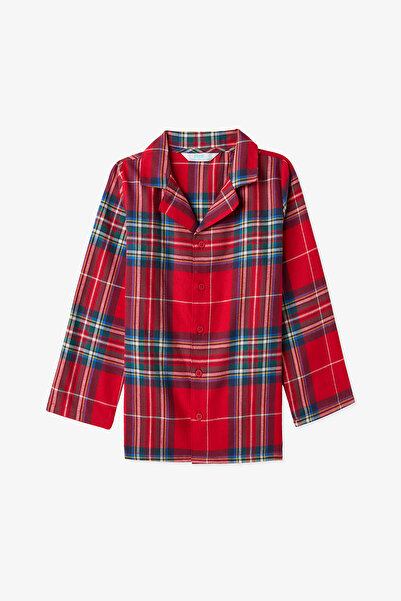 Penti Red Unisex Children's Dark Plaid Buttoned Pajama Set
