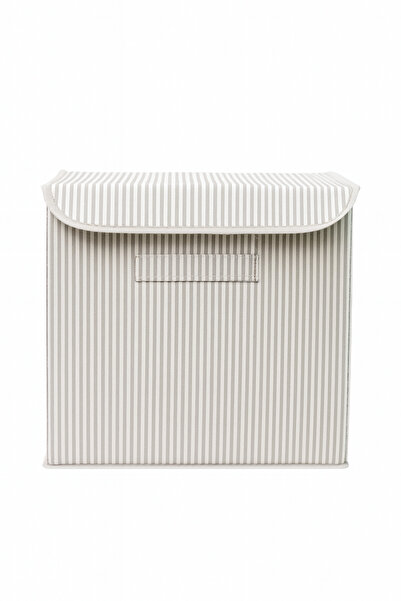 HomyJRs Gray Striped Lid Organization and Storage Box Organizer 30X30X30