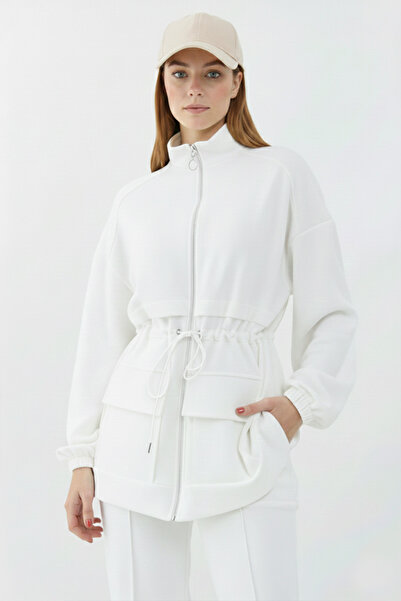 benguen Waist Gathered Scuba Suit N5404 White