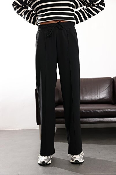 5in1Canpolat Black Elastic Waist Stretch Fabric Pants 257035