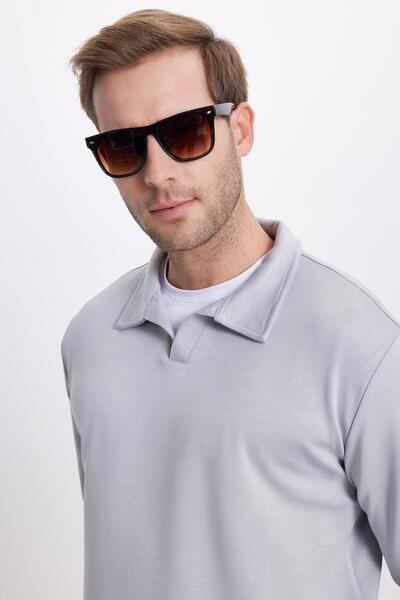 Tudors Ανδρικό φούτερ με άνετη εφαρμογή και λαιμόκοψη σε σχήμα V σε γκρι χρώμα