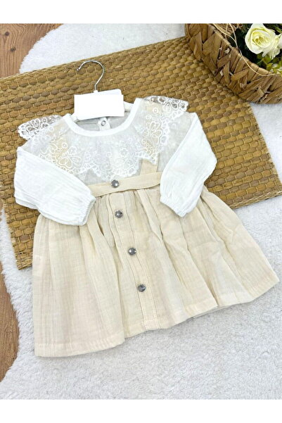Minicix 1961 Kız Bebek Askılı Müslin Elbise