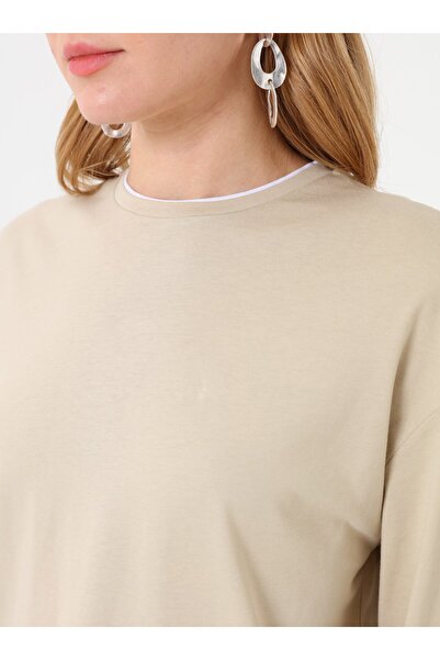 Benin Modern Flowy T-Shirt - Stone Color - Ecru -