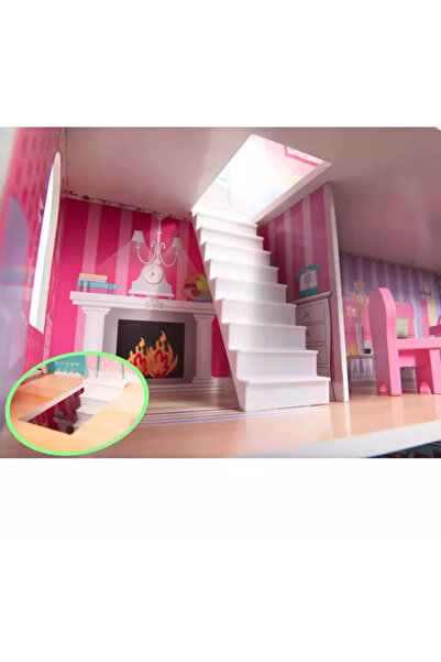 OEM Pink 70 cm MDF Dollhouse with LED Lights, Fully Equipped and Furnished