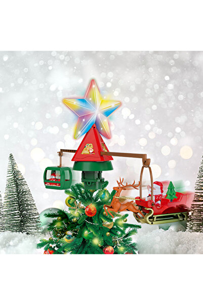 bebeLOGIC Varf Brad de Craciun Rotativ, Stea cu Lumini LED si Muzica, Jucarie...