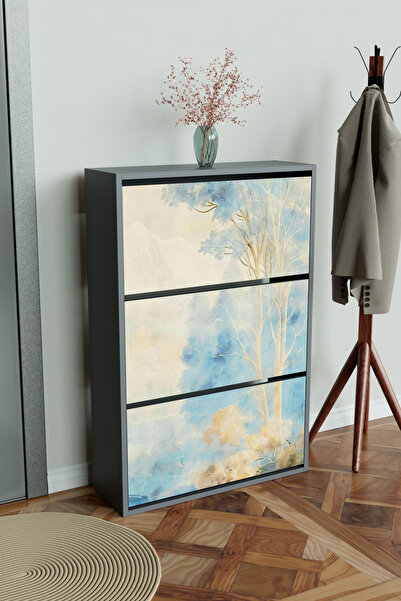 Hediyeler Kapında "Blue Mist" 3 Bölmeli Liovian Düşer Kapak Ayakkabılık