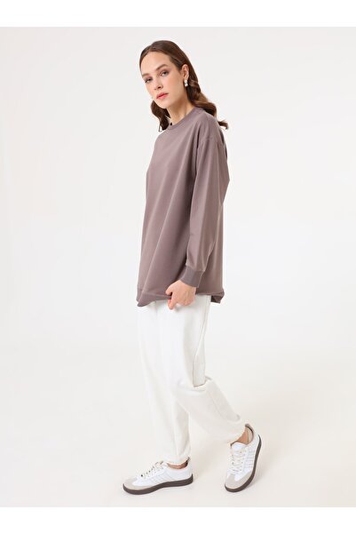 Benin Modern Basic Sweatshirt - Mink Brown -
