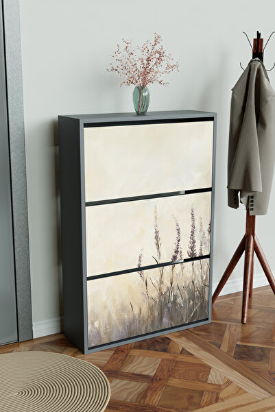 Hediyeler Kapında "Hazy Lavender" 3 Bölmeli Liovian Düşer Kapak Ayakkabılık