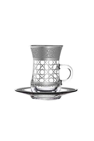 Dimlaj طقم فناجين شاي زجاجي من قرطبة CB/12-بلاتيني