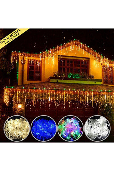 HSMKTP Christmas Decoration Set - 3x 12 m fringed light curtain, 900 LEDs, interconnectable