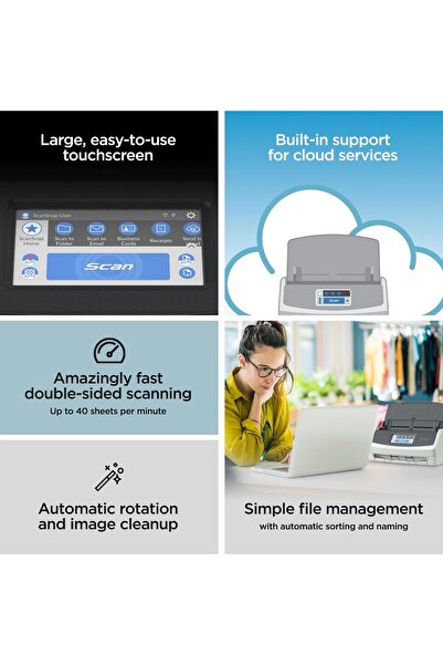 ScanSnap Fujitsu iX1600 Wireless/USB High-Speed Document, Photo & Receipt Scanner, White