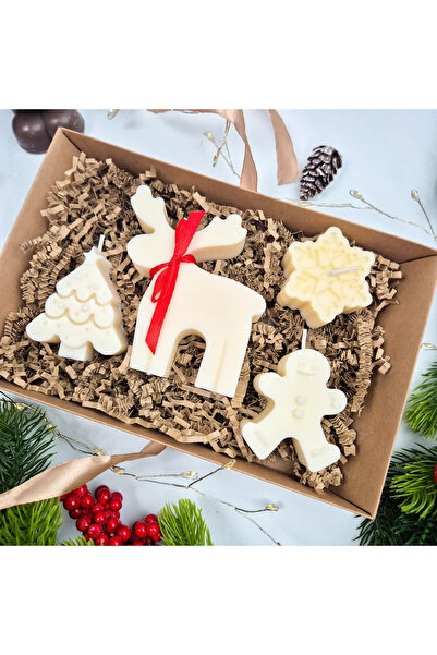 Creative Kappa Set of 4 Handmade Candles – Gingerbread, Christmas Shapes, Soy Wax, Festive Gift