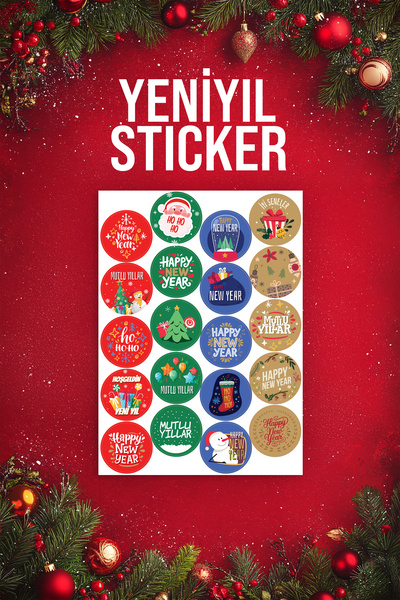 colortouch Yılbaşı Temalı Renkli Sticker , Hediye Paketi Etiket Toplam 20 adet 20 Farklı Çeşit