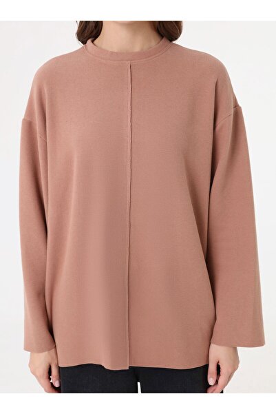Benin Stitch Detailed Oversized Sweatshirt - Beige -
