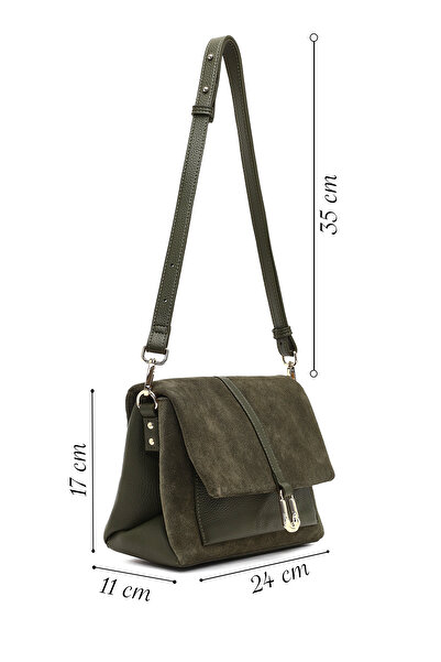 Derimod Women's Green Long Strap Suede Leather Crossbody Bag 25Wbd252610