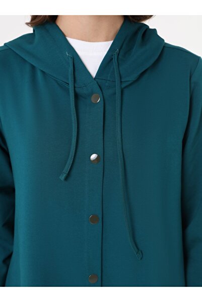 Benin Αθλητικό καπέλο/παλτό με λεπτομέρεια με κουκούλα - Σκούρο Σμαραγδί -