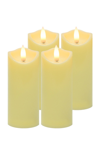 zola Set of 4 decorative LED candles, flame effect, warm white light, battery powered, 12.5 cm, white