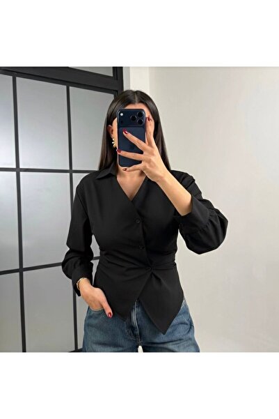 Free Woman Tasarım Yan Düğme Poplin Gömlek