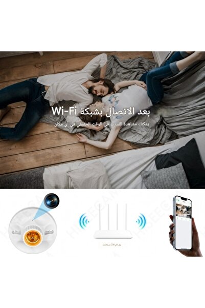 Electronic SPY كاميرا واي فاي صغيرة مثبتة على مصباح بدقة 1080 بكسل - رؤية ليلية عالية الدقة مخفية