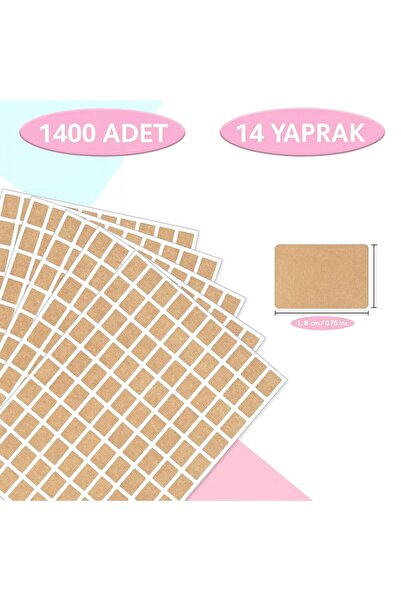 naturevo Kraft Dikdörtgen Etiket – 1,9 × 1,3 cm – 1400 Adet (14 Yaprak) – Yaz...