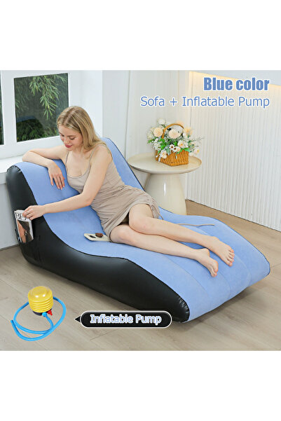 Generic Inflatable S-shaped Portable Air Sofa - Single-Person Camping Recliner