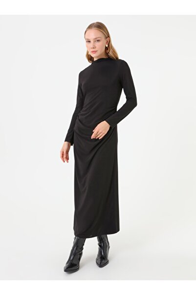 Refka Draped Detailed Dress - Black -