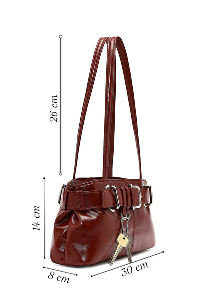 Derimod Women's Red Patent Leather Shoulder Bag 25Wbd254216