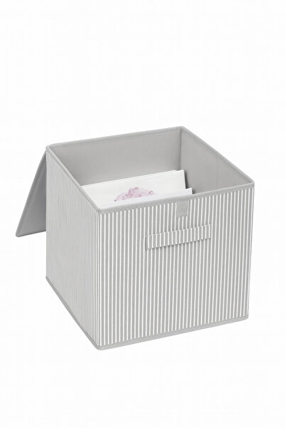 HomyJRs Gray Striped Lid Organization and Storage Box Organizer 30X30X30