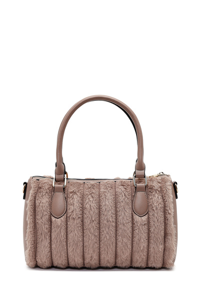 Derimod Women's Mink Long Strap Plush Shoulder Bag with Accessories 25Wbd2673Ph