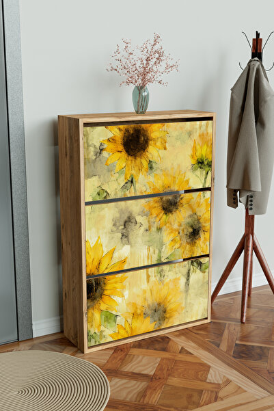 Hediyeler Kapında "Günebakan" 3 Bölmeli Liovian Düşer Kapak Ayakkabılık