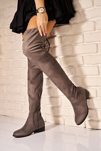 Joana Mischa Trendy Grey Faux Suede Lined Boots - Size 37