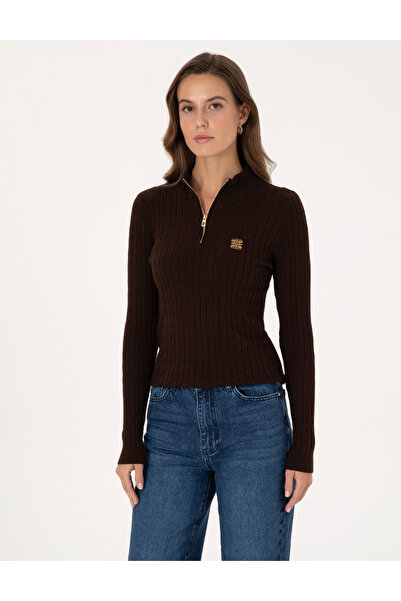 Pierre Cardin Brown Slim Fit Basic Sweater 50317073-Vr029