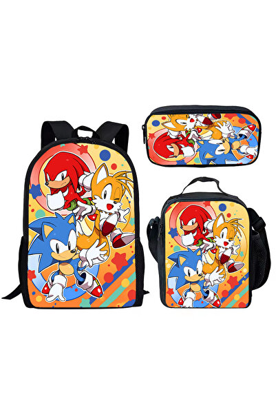 NO BRAND Sonic school bag set, three pieces, multiple colors, for ages 7-18, ...