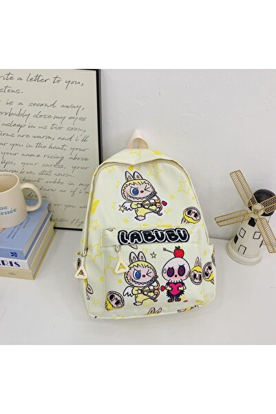 NO BRAND حقيبة ظهر لابوبو للأطفال، سعة كبيرة، 25×9×32 سم، أصفر