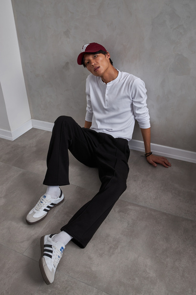 HYMAN Men's Baggy Sweatpants with Front Stitching Detail