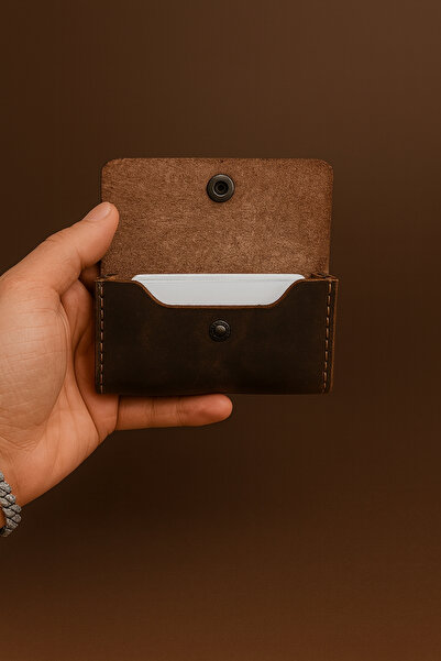 Colermi حافظة بطاقات من الجلد الطبيعي - محفظة مصنوعة يدويًا بغطاء بسيط |   حا...