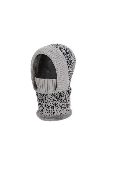 NO BRAND قبعة صوف محبوكة للنساء، دفء شتوي، قبعة تدفئة للرقبة وقناع، رمادية