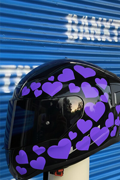 Banxtre Kask-Motor-Araba için Mor Kalpli Sticker Etiket Seti