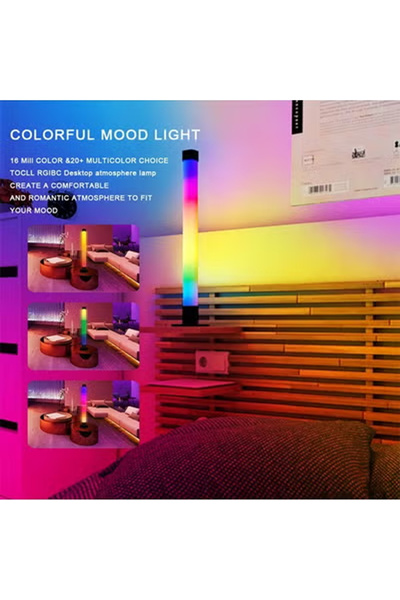 KEKE LED Computer Desktop Ambient RGBIC Background Light, Gaming Illusion Desk Lamp with BT Music Pickup