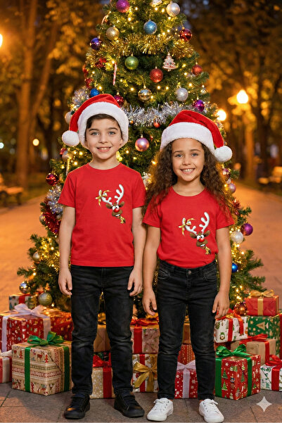 Windy Island Unisex Girls/Boys Crew Neck 100% Cotton'Christmas Themed Deer' Printed T-Shirt