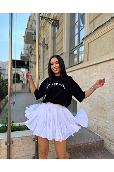 Welike Crepe poplin skirt with airy ruffles