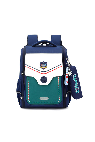 NO BRAND حقيبة ظهر للطلاب (مع حافظة أقلام)، أزرق بحري، 32×20×39 سم، حقيبة - 24