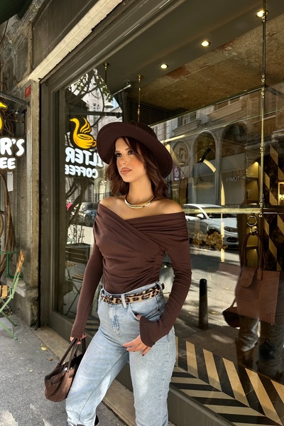 BEJNA Γυναικεία μπλούζα με κορδόνια διπλό πέτο με μαλακή υφή Modal