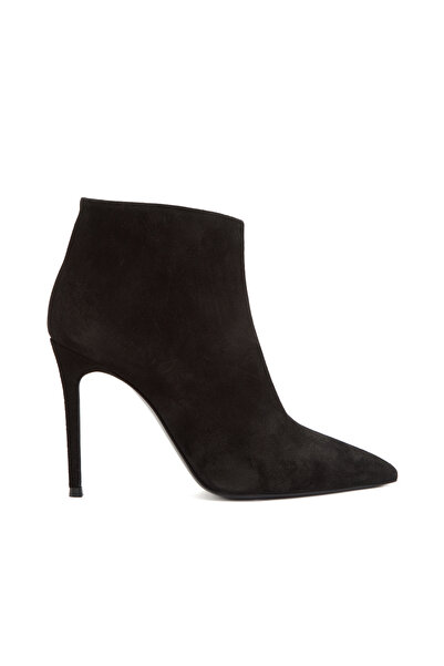 Dıvarese Siyah Kadın Süet Deri Topuklu Bot