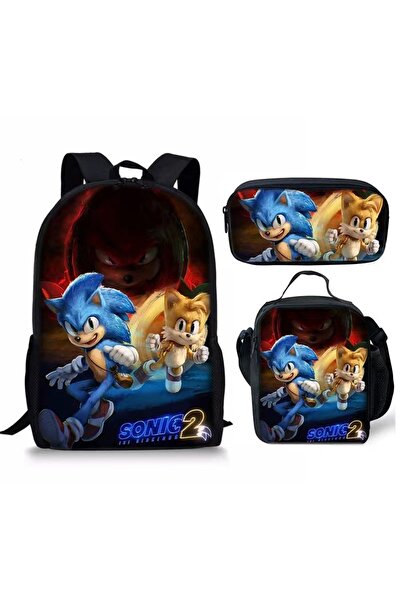 NO BRAND Sonic school bag set, three pieces, multiple colors, for ages 7-18, ...