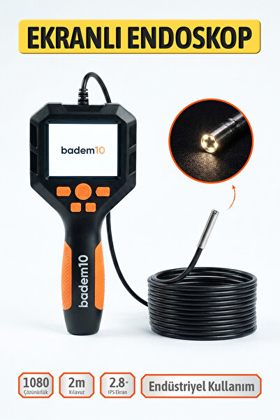 Badem10 NT9463 Endüstriyel Ekranlı Endoskop 1080P 2.8 inch IPS 2 Metre Kılavu...