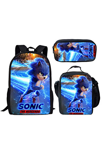 NO BRAND Sonic school bag set, three pieces, multiple colors, for ages 7-18, ...