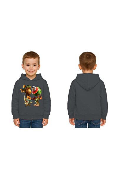 SEDİRLİ Unisex Brainrot cu imprimeu pentru copii Swae tricou cu glugă 3 fire cu borduri