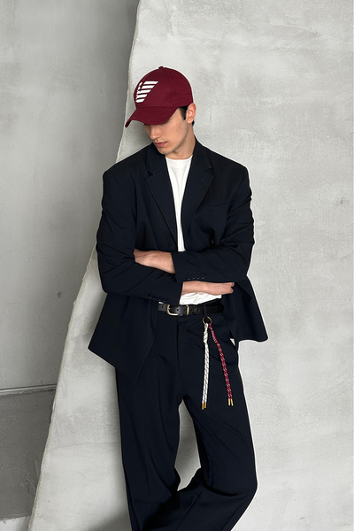 HYMAN Men's Oversize Comfortable Fit Double Breasted Suit